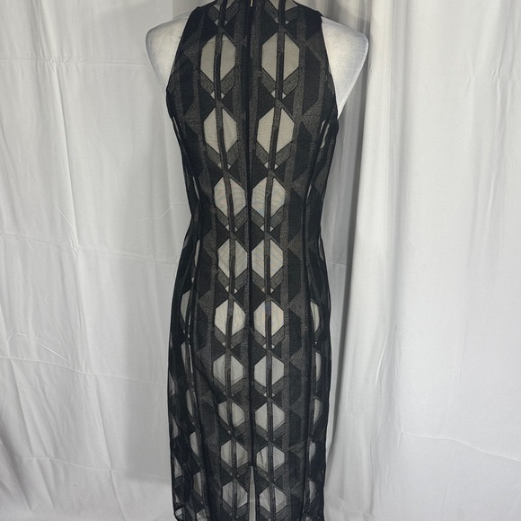 Boss Runway Edition Black Sheer Geometric Midi Dress Size 38 / US 6 - Picture 8 of 16